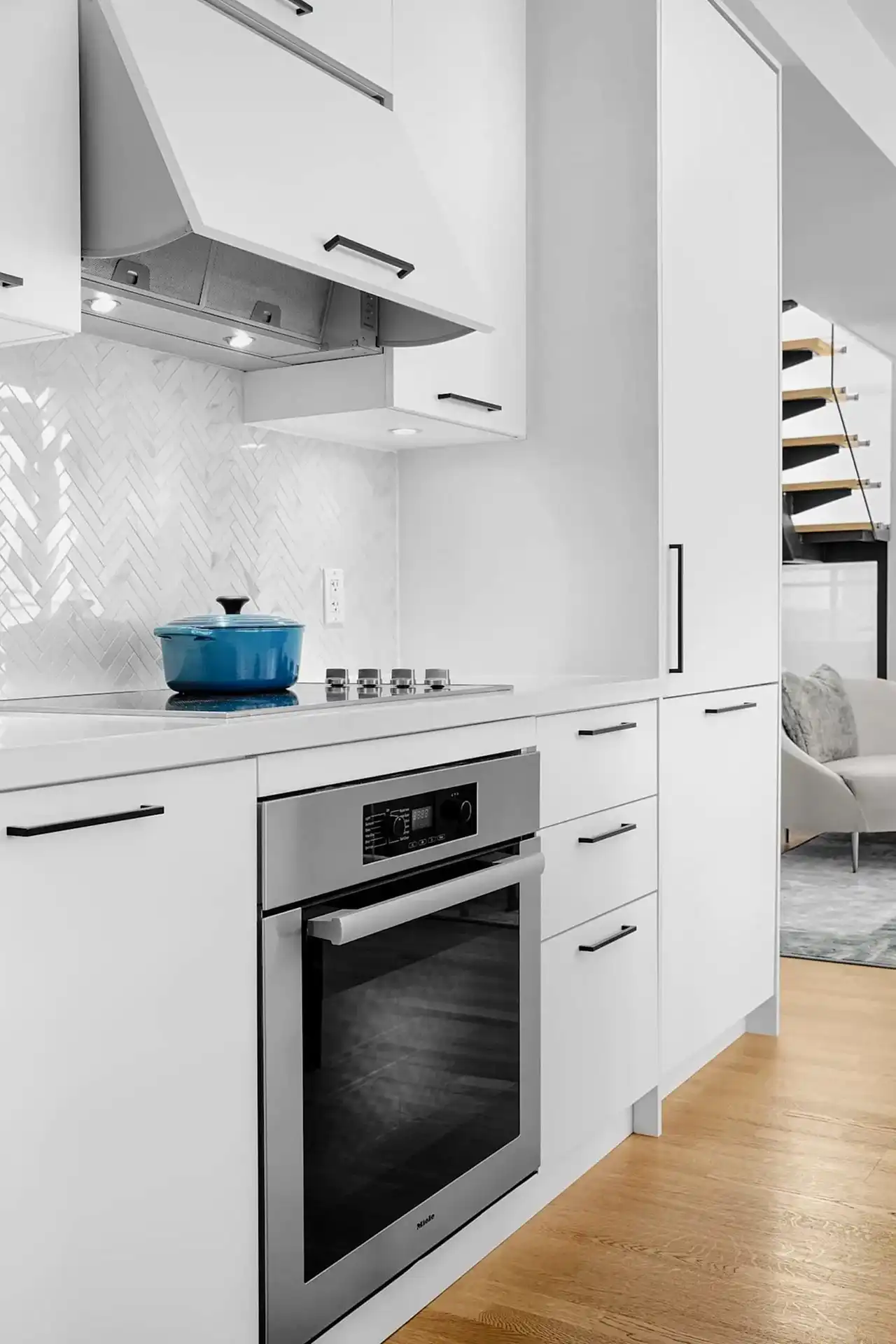 Modern open concept kitchen and living room