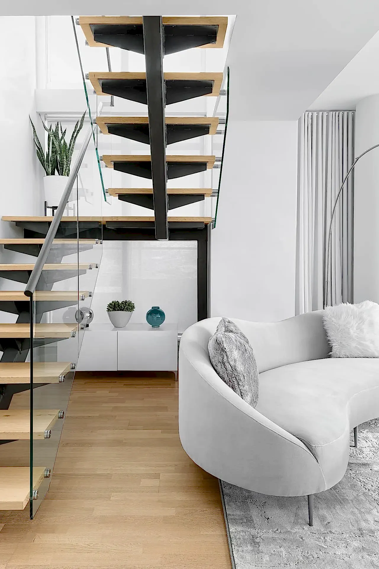 Modern Open Staircase and Living Room