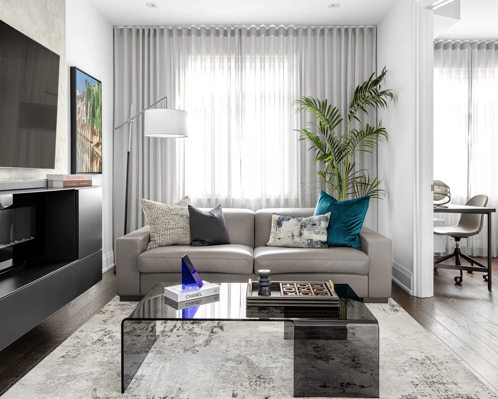 Inglside Townhome carries modern Italian style living room concept and features
