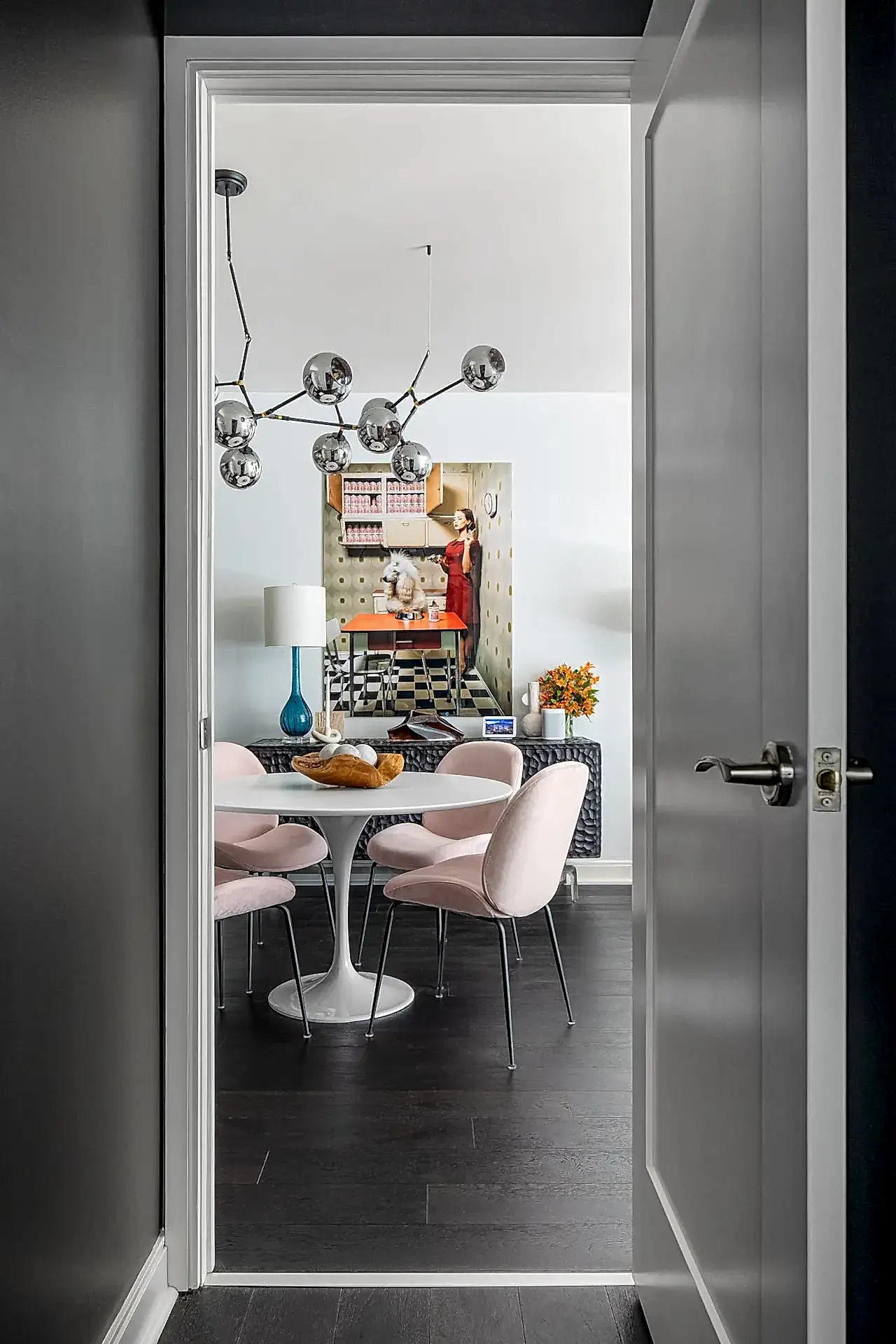 Small spaces Vibrant condo on Church Street, Toronto taken inspiration from client's selected artwork.